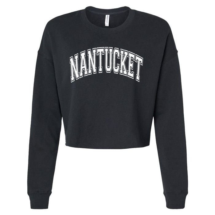 Nantucket Massachusetts Varsity Style Pink With White Text Cropped Pullover Crew