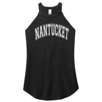 Nantucket Massachusetts Varsity Style Pink With White Text Women’s Perfect Tri Rocker Tank