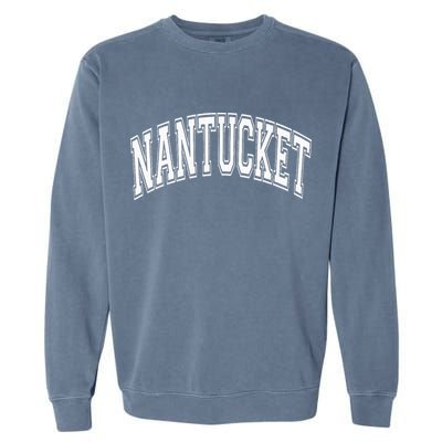 Nantucket Massachusetts Varsity Style Pink With White Text Garment-Dyed Sweatshirt
