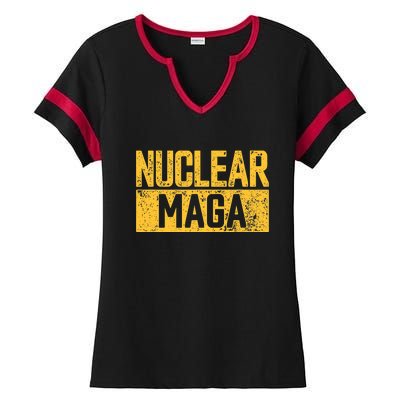 Nuclear Maga Vintage Distressed Nuclear Maga Ladies Halftime Notch Neck Tee