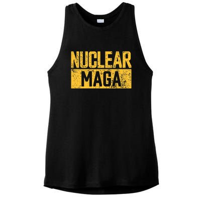 Nuclear Maga Vintage Distressed Nuclear Maga Ladies PosiCharge Tri-Blend Wicking Tank