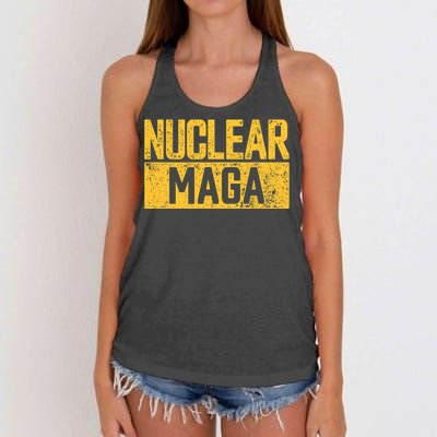 Nuclear Maga Vintage Distressed Nuclear Maga Women's Knotted Racerback Tank