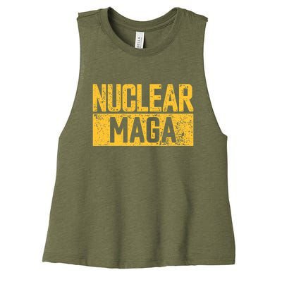 Nuclear Maga Vintage Distressed Nuclear Maga Women's Racerback Cropped Tank