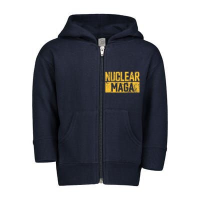 Nuclear Maga Vintage Distressed Nuclear Maga Toddler Zip Fleece Hoodie