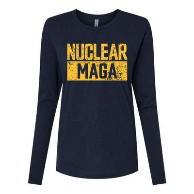 Nuclear Maga Vintage Distressed Nuclear Maga Womens Cotton Relaxed Long Sleeve T-Shirt