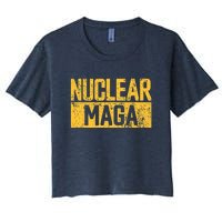 Nuclear Maga Vintage Distressed Nuclear Maga Women's Crop Top Tee