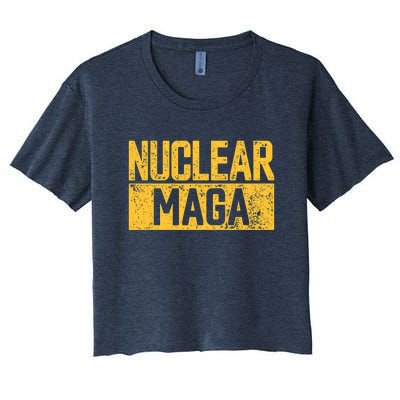 Nuclear Maga Vintage Distressed Nuclear Maga Women's Crop Top Tee