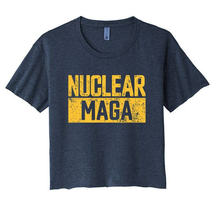 Nuclear Maga Vintage Distressed Nuclear Maga Women's Crop Top Tee