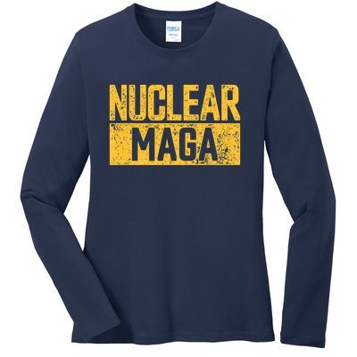 Nuclear Maga Vintage Distressed Nuclear Maga Ladies Long Sleeve Shirt