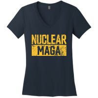 Nuclear Maga Vintage Distressed Nuclear Maga Women's V-Neck T-Shirt