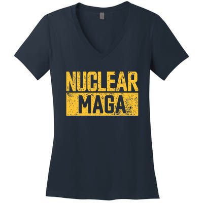 Nuclear Maga Vintage Distressed Nuclear Maga Women's V-Neck T-Shirt