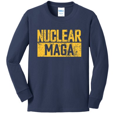 Nuclear Maga Vintage Distressed Nuclear Maga Kids Long Sleeve Shirt