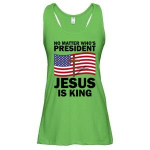 No Matter WhoS President Jesus Is King Ladies Essential Flowy Tank