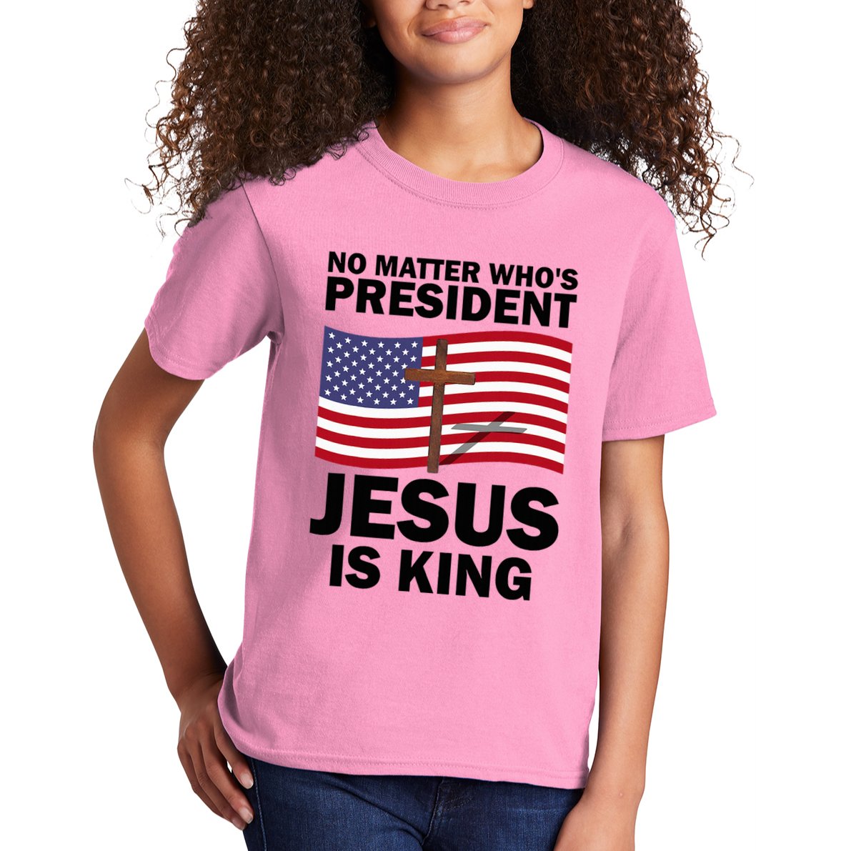 No Matter WhoS President Jesus Is King Kids T-Shirt