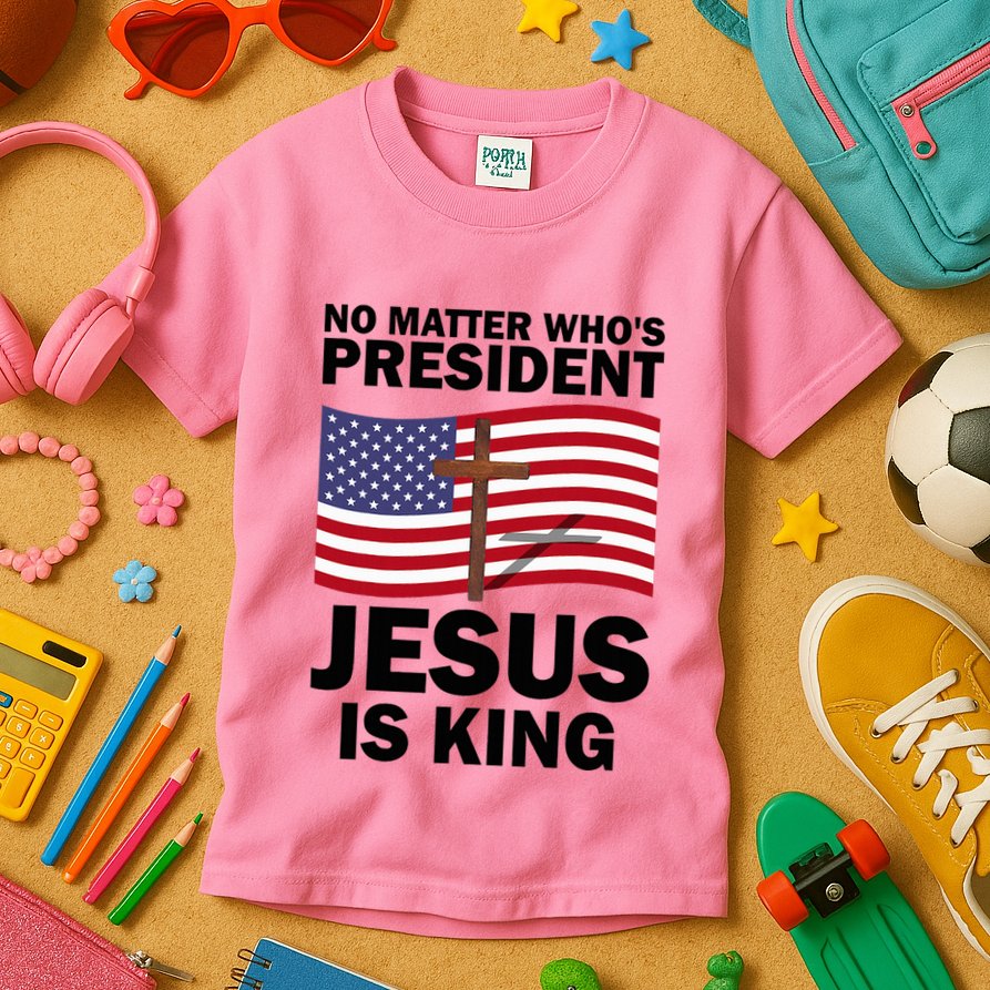 No Matter WhoS President Jesus Is King Kids T-Shirt