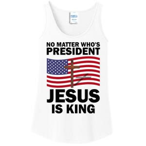 No Matter WhoS President Jesus Is King Ladies Essential Tank