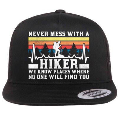 Never Mess With A Hiker Gift Flat Bill Trucker Hat