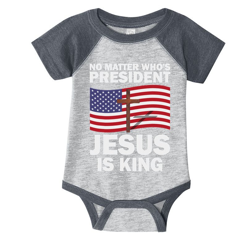 No Matter WhoS President Jesus Is King Infant Baby Jersey Bodysuit