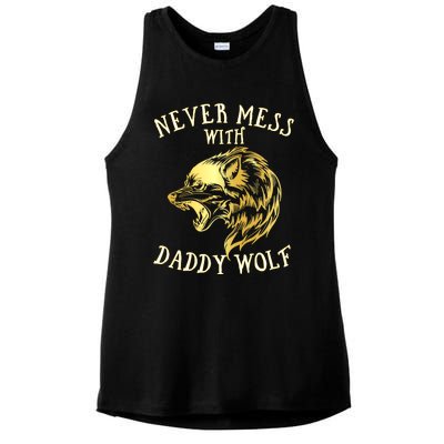 Never Mess With Daddy Wolf Gift Ladies PosiCharge Tri-Blend Wicking Tank