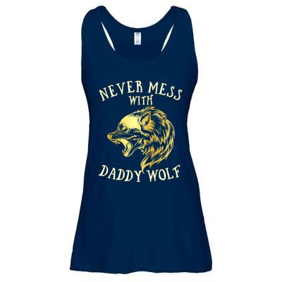 Never Mess With Daddy Wolf Gift Ladies Essential Flowy Tank