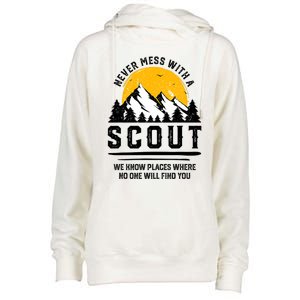 Never Mess With A Scout Funny Camping Proud Scout Scouting Womens Funnel Neck Pullover Hood