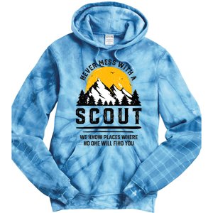 Never Mess With A Scout Funny Camping Proud Scout Scouting Tie Dye Hoodie