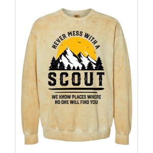 Never Mess With A Scout Funny Camping Proud Scout Scouting Colorblast Crewneck Sweatshirt