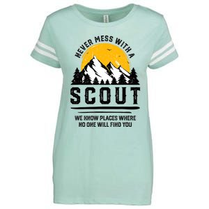 Never Mess With A Scout Funny Camping Proud Scout Scouting Enza Ladies Jersey Football T-Shirt