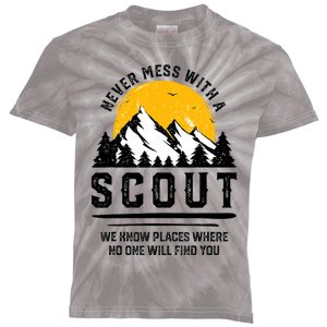 Never Mess With A Scout Funny Camping Proud Scout Scouting Kids Tie-Dye T-Shirt