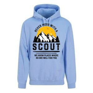 Never Mess With A Scout Funny Camping Proud Scout Scouting Unisex Surf Hoodie