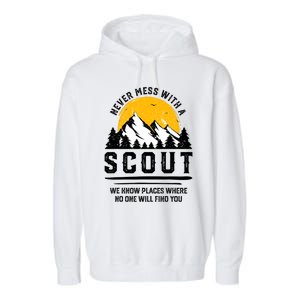 Never Mess With A Scout Funny Camping Proud Scout Scouting Garment-Dyed Fleece Hoodie