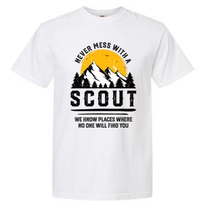 Never Mess With A Scout Funny Camping Proud Scout Scouting Garment-Dyed Heavyweight T-Shirt