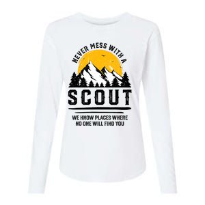 Never Mess With A Scout Funny Camping Proud Scout Scouting Womens Cotton Relaxed Long Sleeve T-Shirt