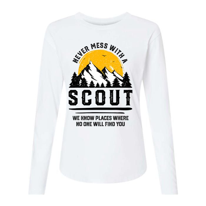 Never Mess With A Scout Funny Camping Proud Scout Scouting Womens Cotton Relaxed Long Sleeve T-Shirt