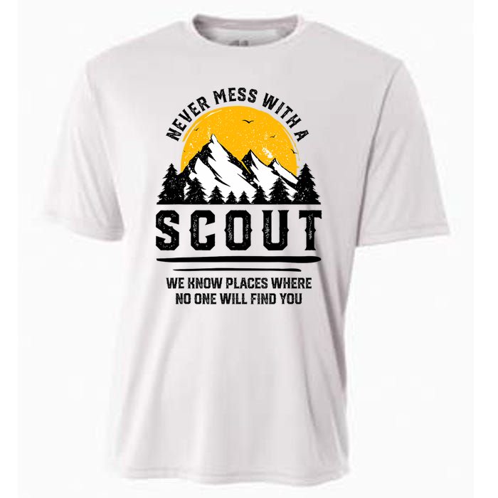 Never Mess With A Scout Funny Camping Proud Scout Scouting Cooling Performance Crew T-Shirt