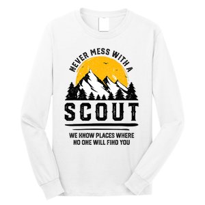 Never Mess With A Scout Funny Camping Proud Scout Scouting Long Sleeve Shirt