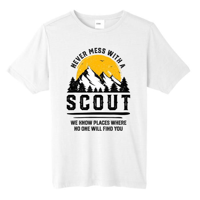 Never Mess With A Scout Funny Camping Proud Scout Scouting Tall Fusion ChromaSoft Performance T-Shirt