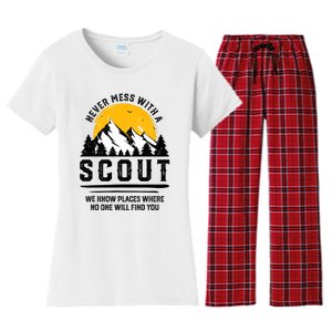 Never Mess With A Scout Funny Camping Proud Scout Scouting Women's Flannel Pajama Set