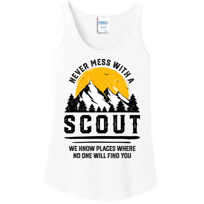 Never Mess With A Scout Funny Camping Proud Scout Scouting Ladies Essential Tank