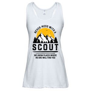 Never Mess With A Scout Funny Camping Proud Scout Scouting Ladies Essential Flowy Tank