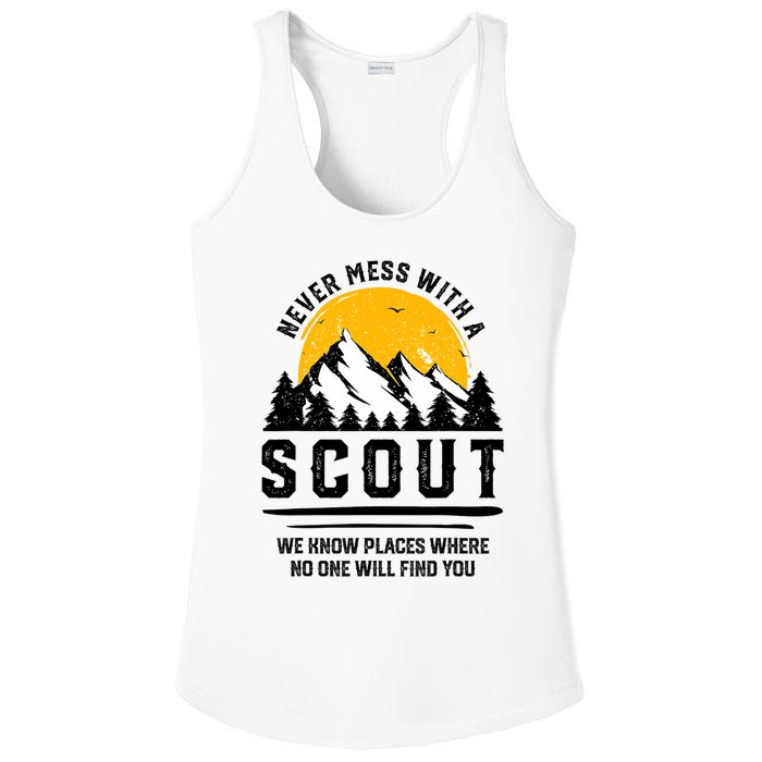 Never Mess With A Scout Funny Camping Proud Scout Scouting Ladies PosiCharge Competitor Racerback Tank