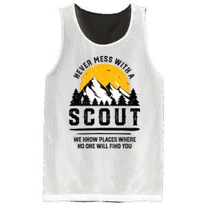 Never Mess With A Scout Funny Camping Proud Scout Scouting Mesh Reversible Basketball Jersey Tank