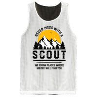 Never Mess With A Scout Funny Camping Proud Scout Scouting Mesh Reversible Basketball Jersey Tank