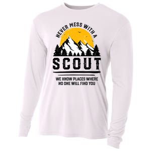 Never Mess With A Scout Funny Camping Proud Scout Scouting Cooling Performance Long Sleeve Crew