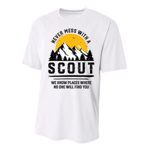 Never Mess With A Scout Funny Camping Proud Scout Scouting Performance Sprint T-Shirt