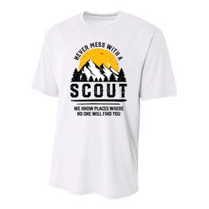 Never Mess With A Scout Funny Camping Proud Scout Scouting Youth Performance Sprint T-Shirt