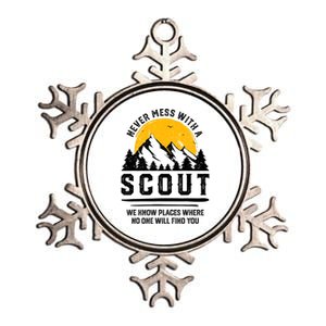 Never Mess With A Scout Funny Camping Proud Scout Scouting Metallic Star Ornament