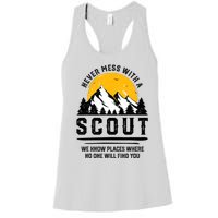 Never Mess With A Scout Funny Camping Proud Scout Scouting Women's Racerback Tank