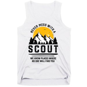 Never Mess With A Scout Funny Camping Proud Scout Scouting Tank Top