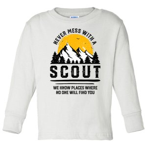 Never Mess With A Scout Funny Camping Proud Scout Scouting Toddler Long Sleeve Shirt